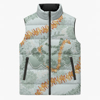 Hawaii Kaho'olawe Island Flowers Lei Sleeveless Puffer Jacket Silver Hinahina Kū Kahakai