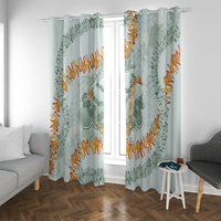 Hawaii Kaho'olawe Island Flowers Lei Window Curtain Silver Hinahina Kū Kahakai