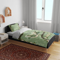 Hawaii Molokai Island Flowers Lei Bedding Set Kukui Nut Mossy Green
