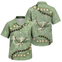 Hawaii Molokai Island Flowers Lei Family Matching Long Sleeve Bodycon Dress and Hawaiian Shirt Kukui Nut Mossy Green LT7 Son's Shirt Moss Green - Polynesian Pride