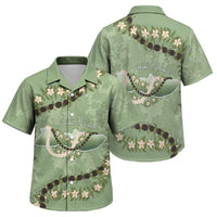 Hawaii Molokai Island Flowers Lei Family Matching Puletasi and Hawaiian Shirt Kukui Nut Mossy Green LT7 Son's Shirt Moss Green - Polynesian Pride