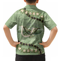 Hawaii Molokai Island Flowers Lei Kid Hawaiian Shirt Kukui Nut Mossy Green LT7 - Polynesian Pride