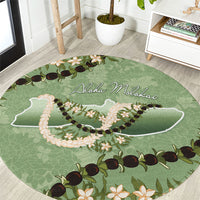 Hawaii Molokai Island Flowers Lei Round Carpet Kukui Nut Mossy Green