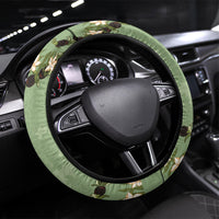 Hawaii Molokai Island Flowers Lei Steering Wheel Cover Kukui Nut Mossy Green