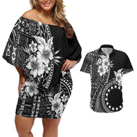 Kia Orana Cook Islands Couples Matching Off Shoulder Short Dress and Hawaiian Shirt Tiare and Stars