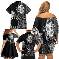 Kia Orana Cook Islands Family Matching Off Shoulder Short Dress and Hawaiian Shirt Tiare and Stars