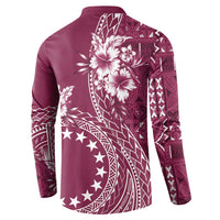 Kia Orana Cook Islands Button Sweatshirt Tiare and Stars - Maroon