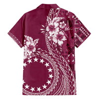 Kia Orana Cook Islands Family Matching Off Shoulder Short Dress and Hawaiian Shirt Tiare and Stars - Maroon