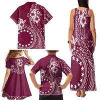 Kia Orana Cook Islands Family Matching Tank Maxi Dress and Hawaiian Shirt Tiare and Stars - Maroon