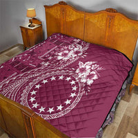 Kia Orana Cook Islands Quilt Tiare and Stars - Maroon