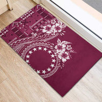 Kia Orana Cook Islands Rubber Doormat Tiare and Stars - Maroon