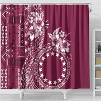 Kia Orana Cook Islands Shower Curtain Tiare and Stars - Maroon