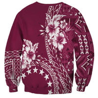 Kia Orana Cook Islands Sweatshirt Tiare and Stars - Maroon