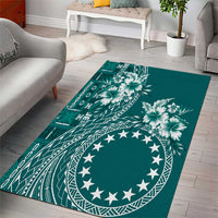 Kia Orana Cook Islands Area Rug Tiare and Stars - Teal