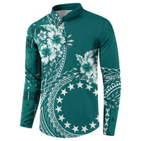 Kia Orana Cook Islands Button Sweatshirt Tiare and Stars - Teal