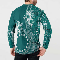 Kia Orana Cook Islands Button Sweatshirt Tiare and Stars - Teal
