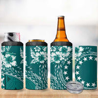 Kia Orana Cook Islands 4 in 1 Can Cooler Tumbler Tiare & Stars - Teal