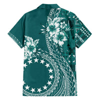 Kia Orana Cook Islands Family Matching Puletasi and Hawaiian Shirt Tiare and Stars - Teal LT7 - Polynesian Pride