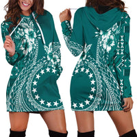 Kia Orana Cook Islands Hoodie Dress Tiare and Stars - Teal