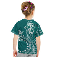 Kia Orana Cook Islands Kid T Shirt Tiare and Stars - Teal