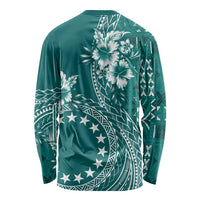 Kia Orana Cook Islands Long Sleeve Shirt Tiare and Stars - Teal