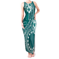 Kia Orana Cook Islands Tank Maxi Dress Tiare and Stars - Teal