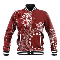 Kia Orana Cook Islands Baseball Jacket Tiare and Stars - Scarlet