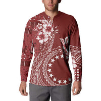 Kia Orana Cook Islands Button Sweatshirt Tiare and Stars - Scarlet