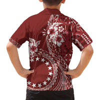 Kia Orana Cook Islands Family Matching Puletasi and Hawaiian Shirt Tiare and Stars - Scarlet LT7 - Polynesian Pride