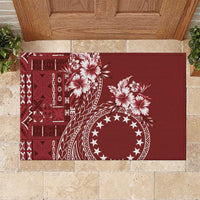 Kia Orana Cook Islands Rubber Doormat Tiare and Stars - Scarlet