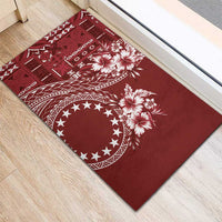 Kia Orana Cook Islands Rubber Doormat Tiare and Stars - Scarlet