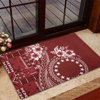 Kia Orana Cook Islands Rubber Doormat Tiare and Stars - Scarlet