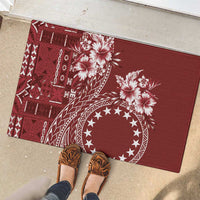 Kia Orana Cook Islands Rubber Doormat Tiare and Stars - Scarlet