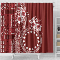 Kia Orana Cook Islands Shower Curtain Tiare and Stars - Scarlet