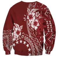 Kia Orana Cook Islands Sweatshirt Tiare and Stars - Scarlet