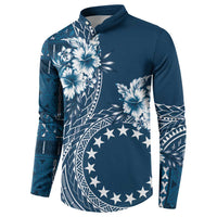Kia Orana Cook Islands Button Sweatshirt Tiare and Stars - Navy Blue