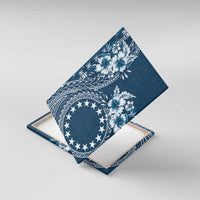 Kia Orana Cook Islands Canvas Wall Art Tiare and Stars - Navy Blue