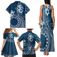Kia Orana Cook Islands Family Matching Tank Maxi Dress and Hawaiian Shirt Tiare and Stars - Navy Blue
