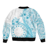 Kia Orana Cook Islands Bomber Jacket Tiare and Stars - Turquoise