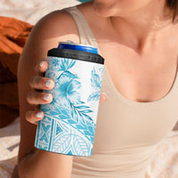 Kia Orana Cook Islands 4 in 1 Can Cooler Tumbler Tiare & Stars - Turquoise