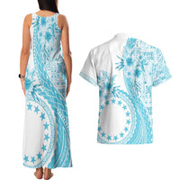 Kia Orana Cook Islands Couples Matching Tank Maxi Dress and Hawaiian Shirt Tiare and Stars - Turquoise