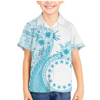 Kia Orana Cook Islands Family Matching Mermaid Dress and Hawaiian Shirt Tiare and Stars - Turquoise LT7 Son's Shirt Turquoise - Polynesian Pride