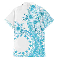 Kia Orana Cook Islands Family Matching Tank Maxi Dress and Hawaiian Shirt Tiare and Stars - Turquoise LT7 - Polynesian Pride