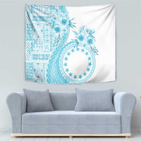 Kia Orana Cook Islands Tapestry Tiare and Stars - Turquoise