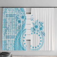 Kia Orana Cook Islands Window Curtain Tiare and Stars - Turquoise