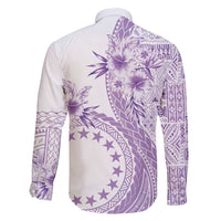Kia Orana Cook Islands Family Matching Off Shoulder Maxi Dress and Hawaiian Shirt Tiare and Stars - Lavender LT7 - Polynesian Pride