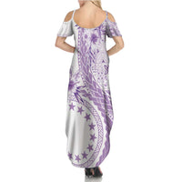 Kia Orana Cook Islands Family Matching Summer Maxi Dress and Hawaiian Shirt Tiare and Stars - Lavender LT7 - Polynesian Pride