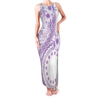 Kia Orana Cook Islands Family Matching Tank Maxi Dress and Hawaiian Shirt Tiare and Stars - Lavender LT7 Mom's Dress Lavender - Polynesian Pride