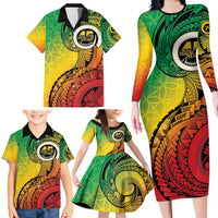 Vanuatu 45th Independence Anniversary Family Matching Long Sleeve Bodycon Dress and Hawaiian Shirt Ni-Van Sandroing LT7 - Polynesian Pride