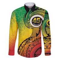 Vanuatu 45th Independence Anniversary Family Matching Long Sleeve Bodycon Dress and Hawaiian Shirt Ni-Van Sandroing LT7 Dad's Shirt - Long Sleeve Colorful - Polynesian Pride